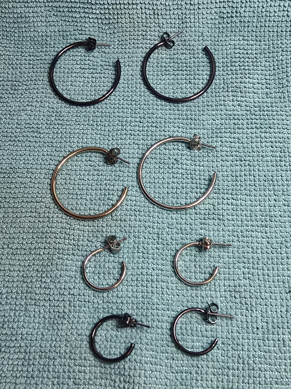 Mixed Hoop Earring Set Silver & Black